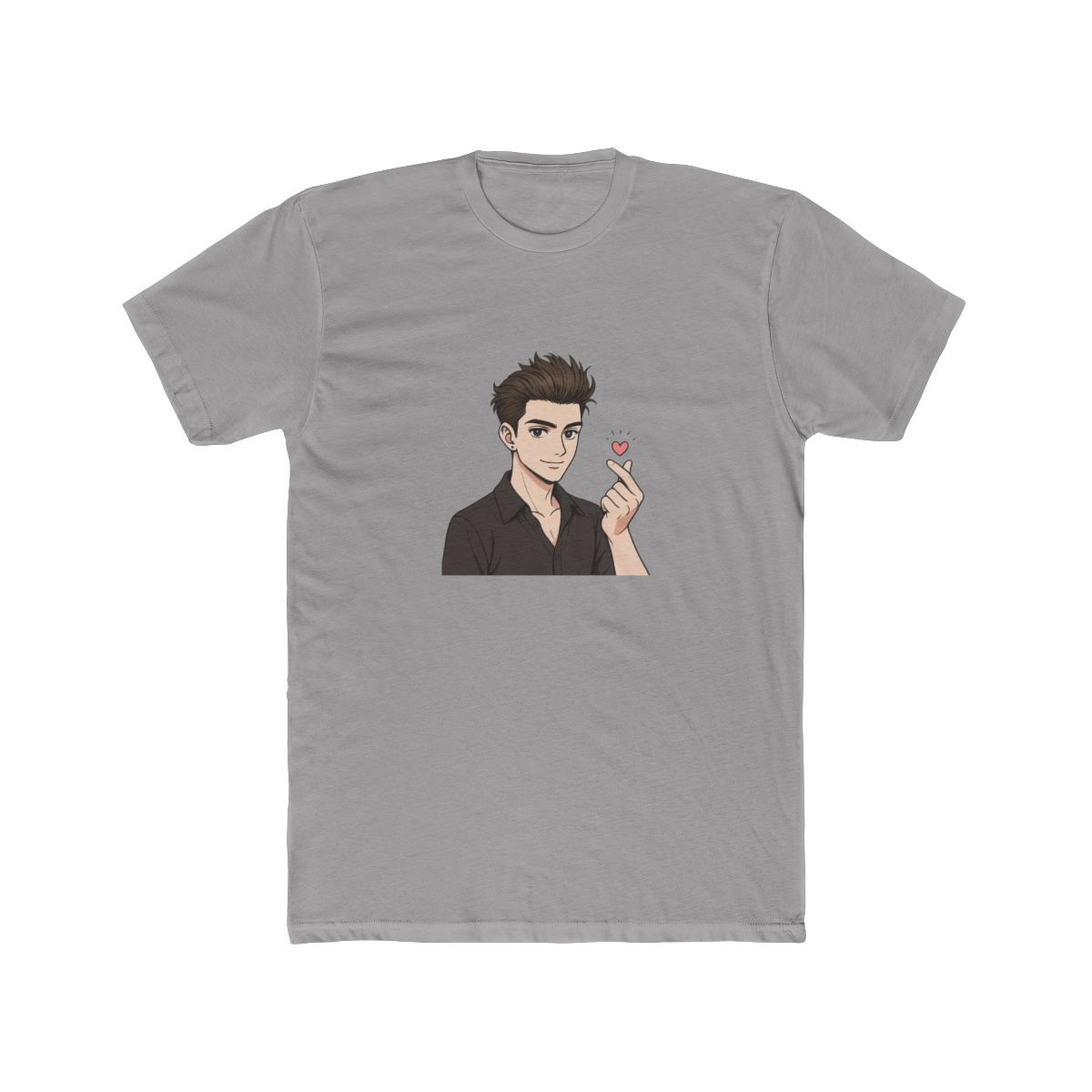 Cute Finger Heart Anime Boy T-Shirt
