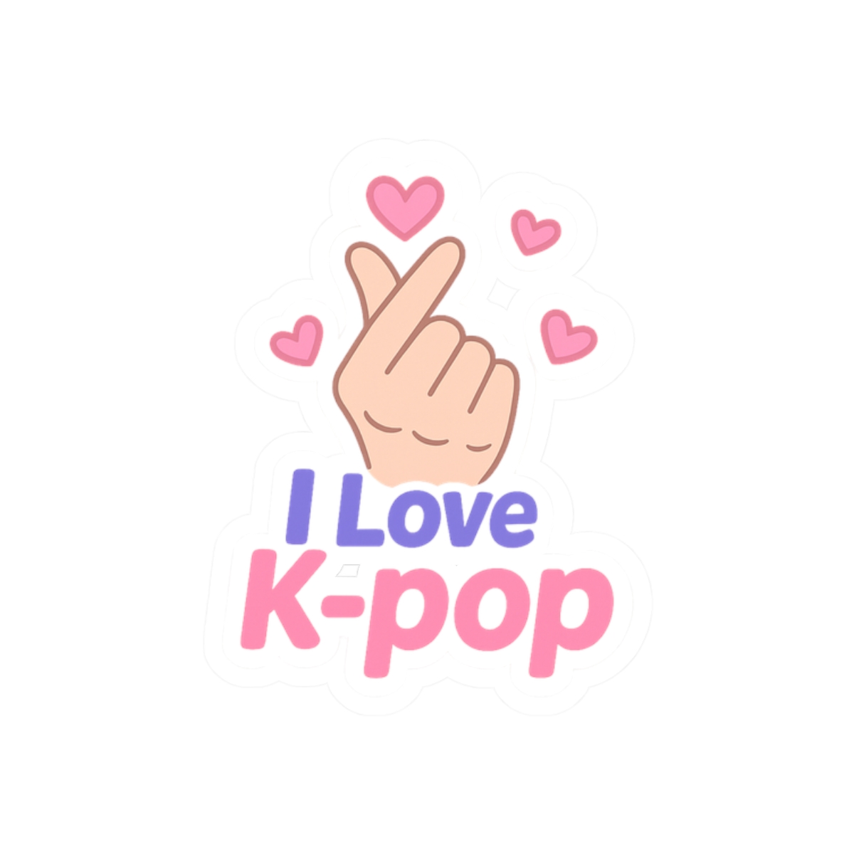 I Love Kpop Finger Heart Sticker | Cute Vinyl Decal - alternate angle 3, merchandise