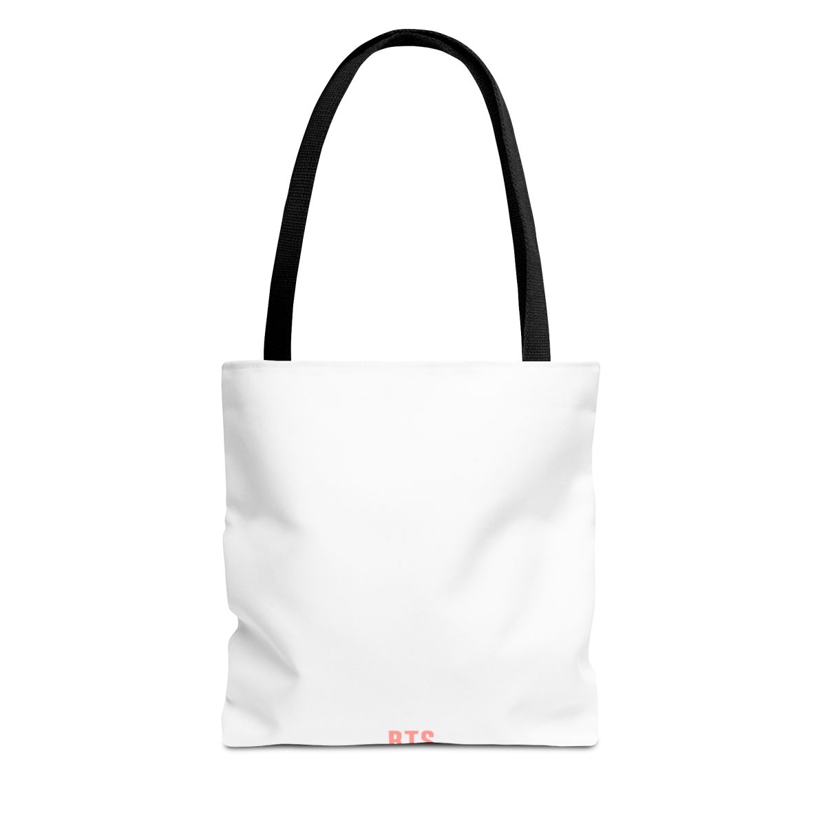 Transparent crossbody bag with black edging and a black adjustable strap. The bag has the text "BTS WORLD TOUR ARIRANG" in red, plus three red circles. It rests on a wooden surface.