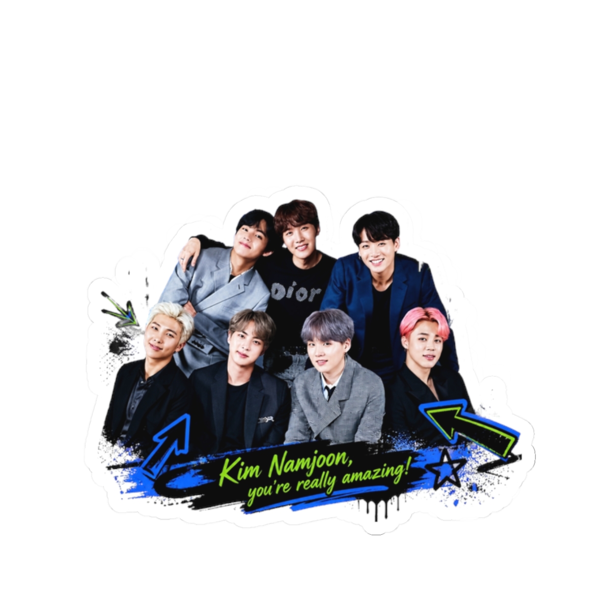 BTS " in bold block letters at the top. " Sticker - Official Stickers merchandise