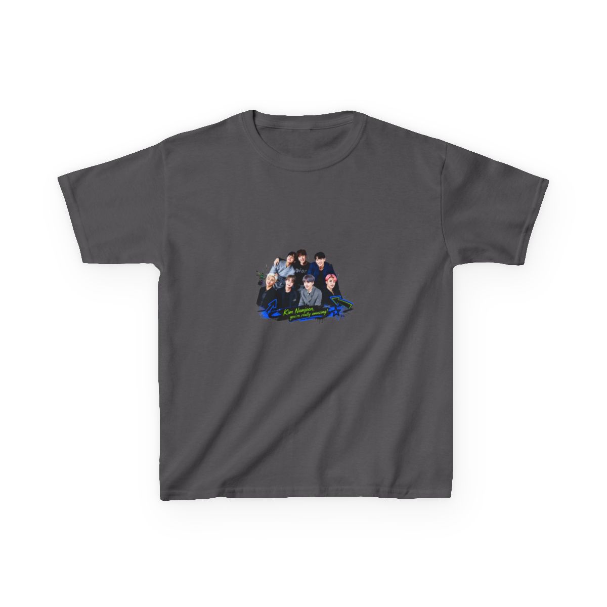 BTS " in bold block letters at the top. " Unisex Kids Tee - alternate angle 4, merchandise